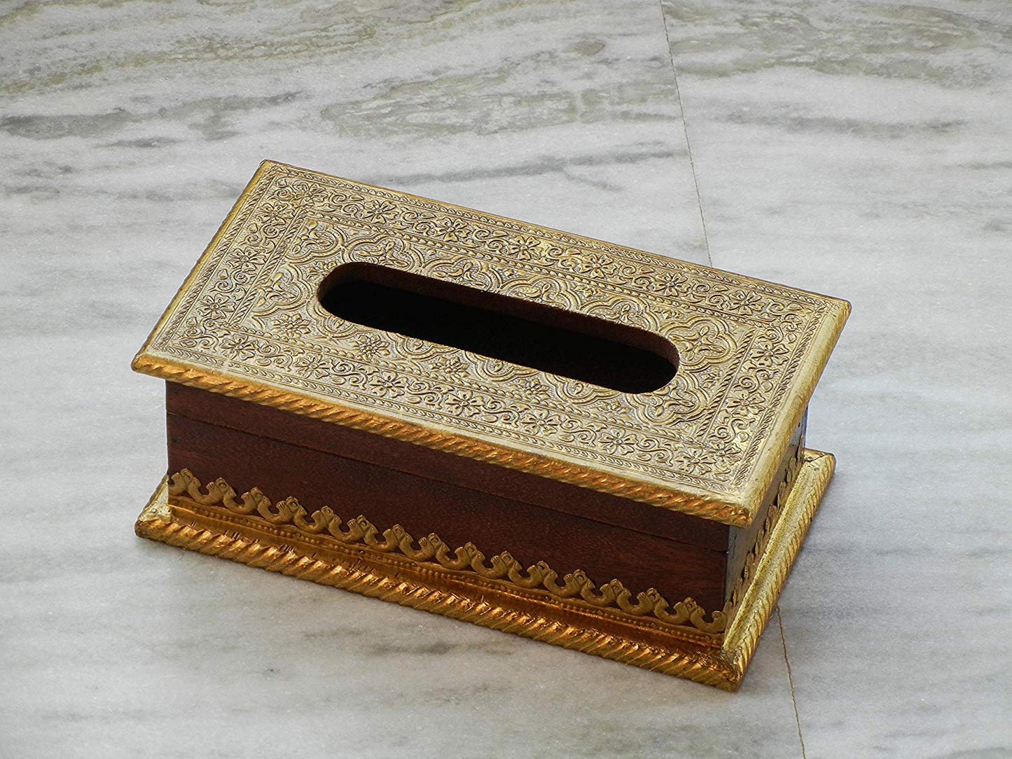 Wooden & Brass Handmade Ethnic Tissue Box